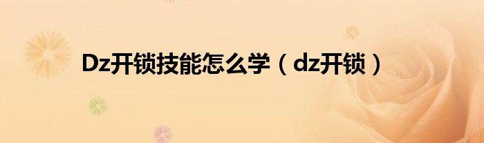 Dz開鎖技能怎么學(xué)（dz開鎖）