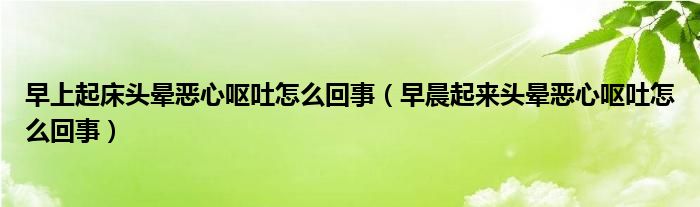 早上起床頭暈惡心嘔吐怎么回事（早晨起來頭暈惡心嘔吐怎么回事）