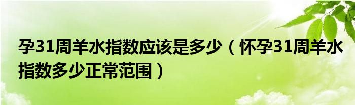 孕31周羊水指數(shù)應(yīng)該是多少（懷孕31周羊水指數(shù)多少正常范圍）