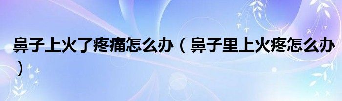 鼻子上火了疼痛怎么辦（鼻子里上火疼怎么辦）