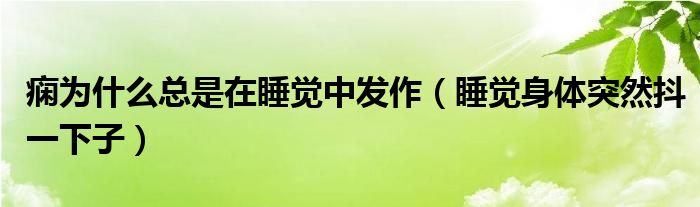 癇為什么總是在睡覺(jué)中發(fā)作（睡覺(jué)身體突然抖一下子）