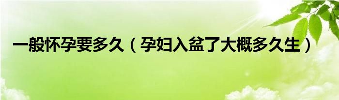 一般懷孕要多久（孕婦入盆了大概多久生）