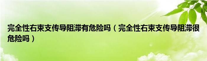 完全性右束支傳導(dǎo)阻滯有危險嗎（完全性右束支傳導(dǎo)阻滯很危險嗎）