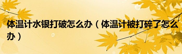 體溫計水銀打破怎么辦（體溫計被打碎了怎么辦）