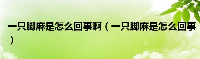 一只腳麻是怎么回事?。ㄒ恢荒_麻是怎么回事）