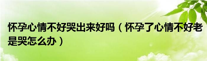 懷孕心情不好哭出來(lái)好嗎（懷孕了心情不好老是哭怎么辦）