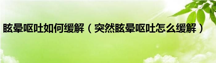 眩暈嘔吐如何緩解（突然眩暈嘔吐怎么緩解）