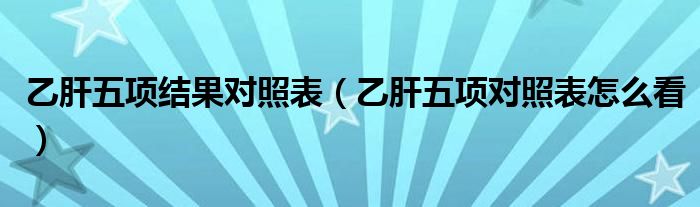 乙肝五項(xiàng)結(jié)果對(duì)照表（乙肝五項(xiàng)對(duì)照表怎么看）