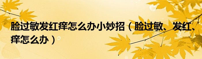 臉過敏發(fā)紅癢怎么辦小妙招（臉過敏、發(fā)紅、癢怎么辦）