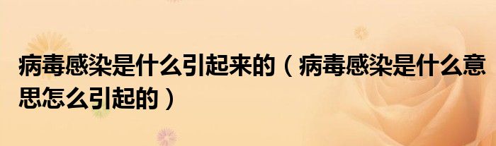 病毒感染是什么引起來(lái)的（病毒感染是什么意思怎么引起的）