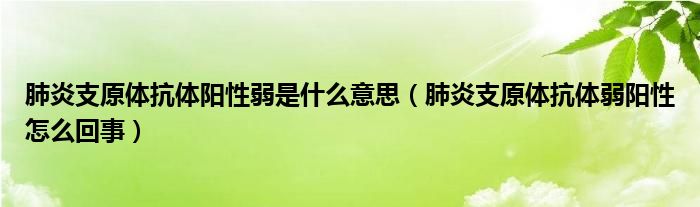 肺炎支原體抗體陽性弱是什么意思（肺炎支原體抗體弱陽性怎么回事）