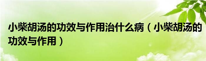 小柴胡湯的功效與作用治什么?。ㄐ〔窈鷾墓πc作用）