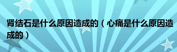 腎結石是什么原因造成的（心痛是什么原因造成的）