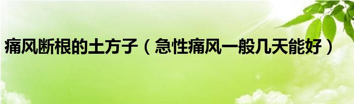 痛風(fēng)斷根的土方子（急性痛風(fēng)一般幾天能好）