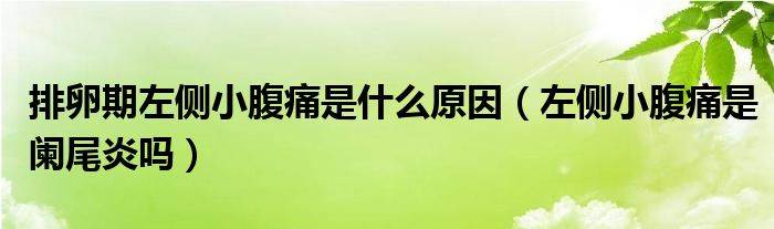 排卵期左側(cè)小腹痛是什么原因（左側(cè)小腹痛是闌尾炎嗎）