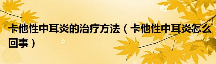 卡他性中耳炎的治療方法（卡他性中耳炎怎么回事）