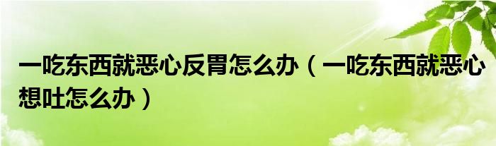 一吃東西就惡心反胃怎么辦（一吃東西就惡心想吐怎么辦）