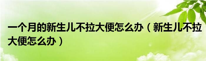 一個月的新生兒不拉大便怎么辦（新生兒不拉大便怎么辦）