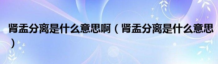 腎盂分離是什么意思?。I盂分離是什么意思）