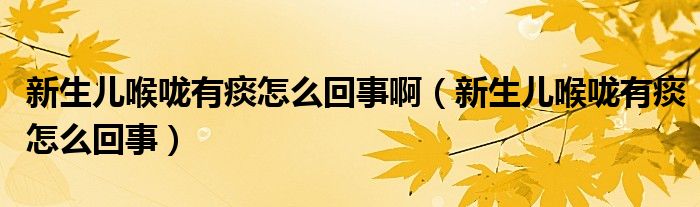 新生兒喉嚨有痰怎么回事?。ㄐ律鷥汉韲涤刑翟趺椿厥拢? /></span>
		<span id=