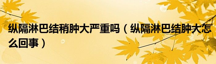 縱隔淋巴結(jié)稍腫大嚴(yán)重嗎（縱隔淋巴結(jié)腫大怎么回事）