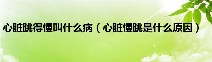 心臟跳得慢叫什么?。ㄐ呐K慢跳是什么原因）