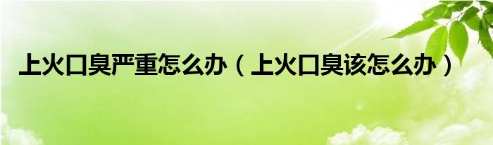 上火口臭嚴(yán)重怎么辦（上火口臭該怎么辦）