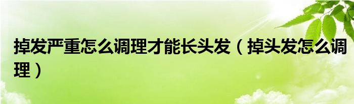 掉發(fā)嚴(yán)重怎么調(diào)理才能長(zhǎng)頭發(fā)（掉頭發(fā)怎么調(diào)理）