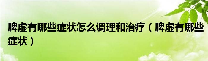 脾虛有哪些癥狀怎么調(diào)理和治療（脾虛有哪些癥狀）