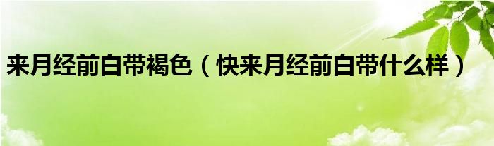 來(lái)月經(jīng)前白帶褐色（快來(lái)月經(jīng)前白帶什么樣）