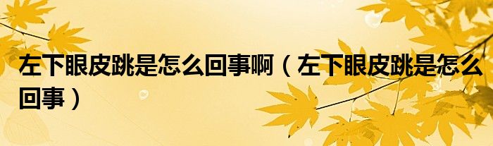 左下眼皮跳是怎么回事?。ㄗ笙卵燮ぬ窃趺椿厥拢?class='thumb lazy' /></a>
		    <header>
		<h2><a  href=