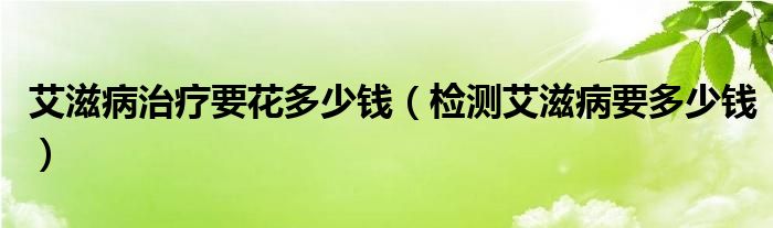 艾滋病治療要花多少錢(qián)（檢測(cè)艾滋病要多少錢(qián)）