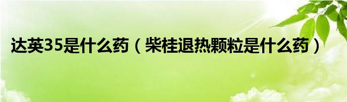 達英35是什么藥（柴桂退熱顆粒是什么藥）