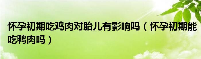 懷孕初期吃雞肉對胎兒有影響嗎（懷孕初期能吃鴨肉嗎）