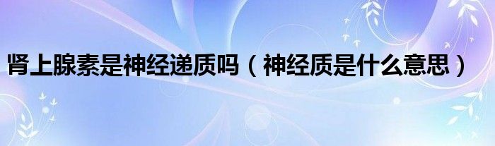 腎上腺素是神經(jīng)遞質(zhì)嗎（神經(jīng)質(zhì)是什么意思）