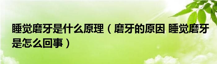 睡覺(jué)磨牙是什么原理（磨牙的原因 睡覺(jué)磨牙是怎么回事）