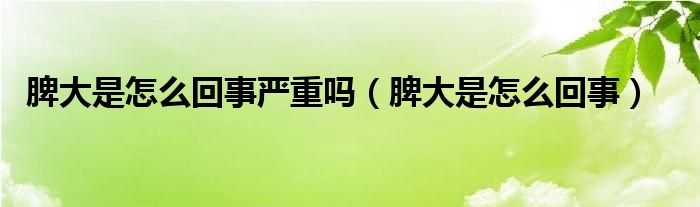 脾大是怎么回事嚴(yán)重嗎（脾大是怎么回事）