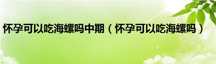 懷孕可以吃海螺嗎中期（懷孕可以吃海螺嗎）