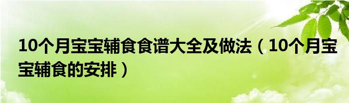 10個(gè)月寶寶輔食食譜大全及做法（10個(gè)月寶寶輔食的安排）