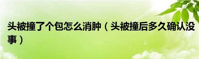 頭被撞了個(gè)包怎么消腫（頭被撞后多久確認(rèn)沒事）