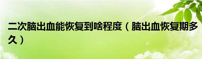 二次腦出血能恢復到啥程度（腦出血恢復期多久）