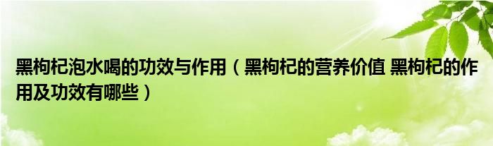 黑枸杞泡水喝的功效與作用（黑枸杞的營養(yǎng)價(jià)值 黑枸杞的作用及功效有哪些）