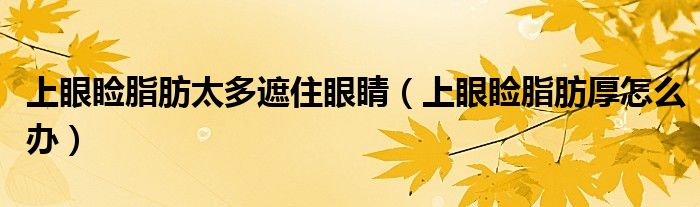 上眼瞼脂肪太多遮住眼睛（上眼瞼脂肪厚怎么辦）