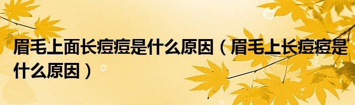 眉毛上面長(zhǎng)痘痘是什么原因（眉毛上長(zhǎng)痘痘是什么原因）