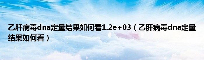 乙肝病毒dna定量結(jié)果如何看1.2e+03（乙肝病毒dna定量結(jié)果如何看）