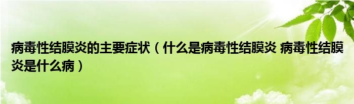 病毒性結(jié)膜炎的主要癥狀（什么是病毒性結(jié)膜炎 病毒性結(jié)膜炎是什么?。? /></span>
		<span id=