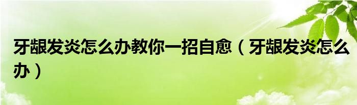 牙齦發(fā)炎怎么辦教你一招自愈（牙齦發(fā)炎怎么辦）