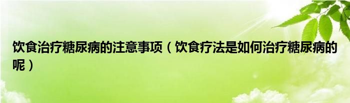 飲食治療糖尿病的注意事項（飲食療法是如何治療糖尿病的呢）