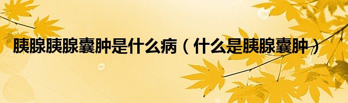 胰腺胰腺囊腫是什么?。ㄊ裁词且认倌夷[）