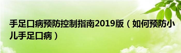 手足口病預防控制指南2019版（如何預防小兒手足口?。? /></span>
		<span id=